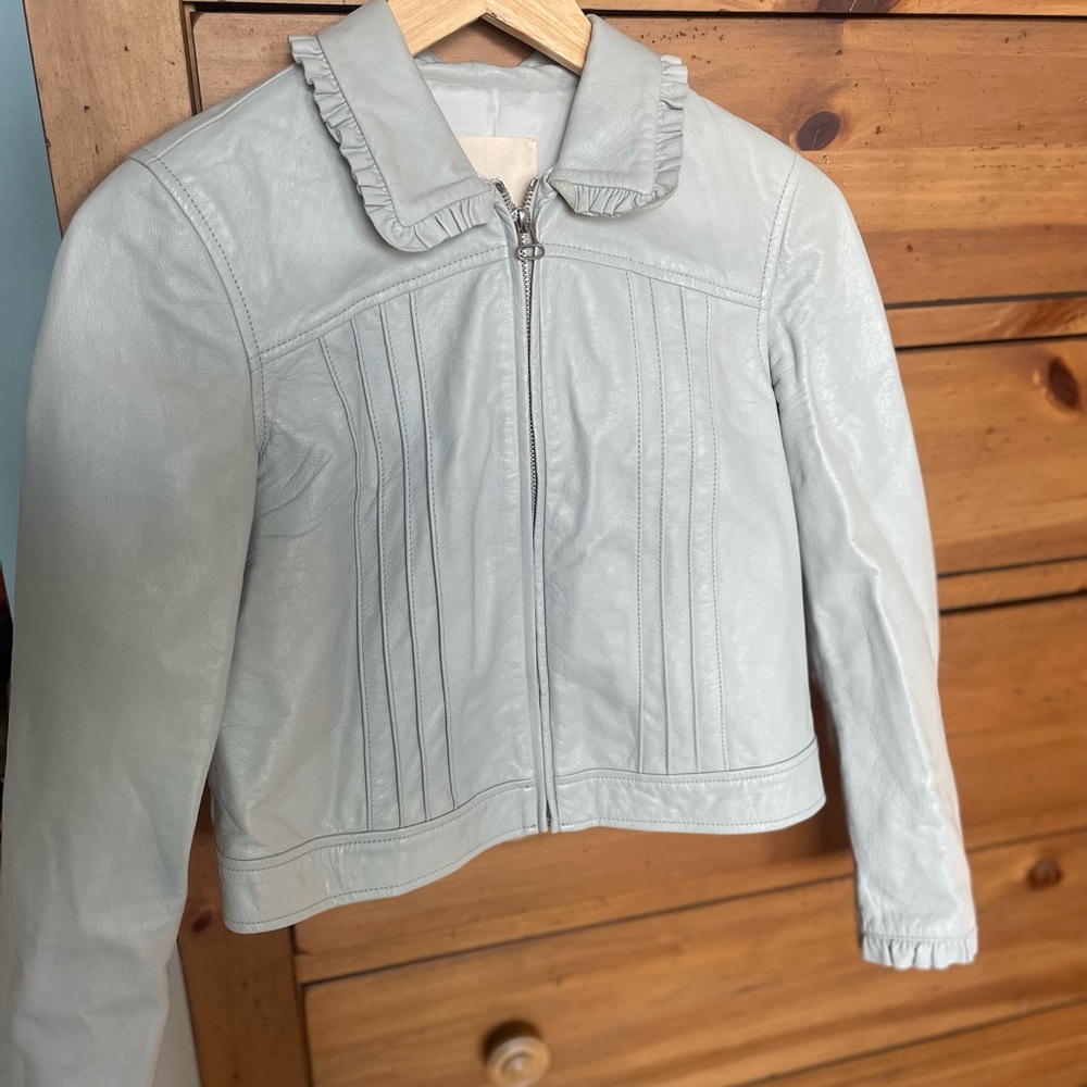 Light Blue Ruffled Collar Jacket - image 1